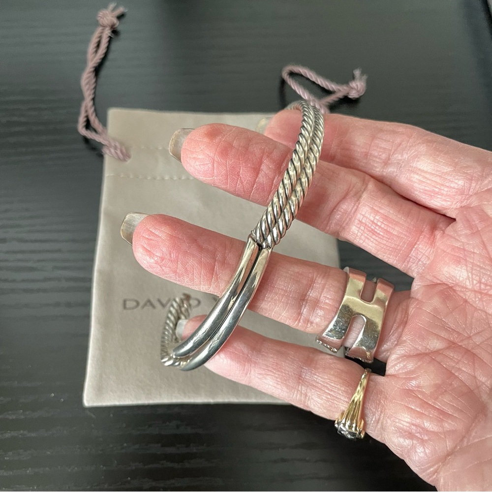 ‼️DAVID YURMAN‼️ Silver Cable Bangle Bracelet - Twisted Rope Design, Small - Picture 4 of 7